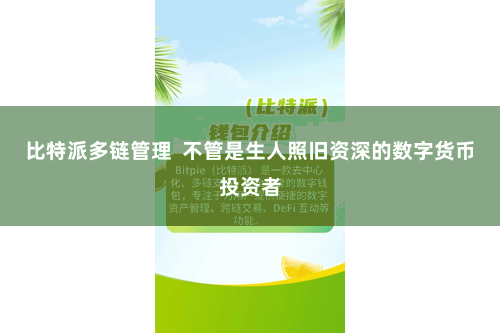 比特派多链管理  不管是生人照旧资深的数字货币投资者